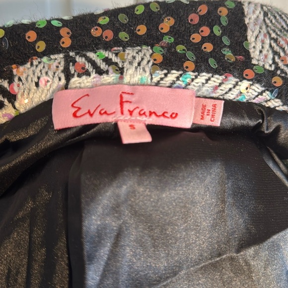 Gorgeous NWT Eva Franco Women's Black and White Sequined Tweed Jacket Lined - Picture 13 of 15